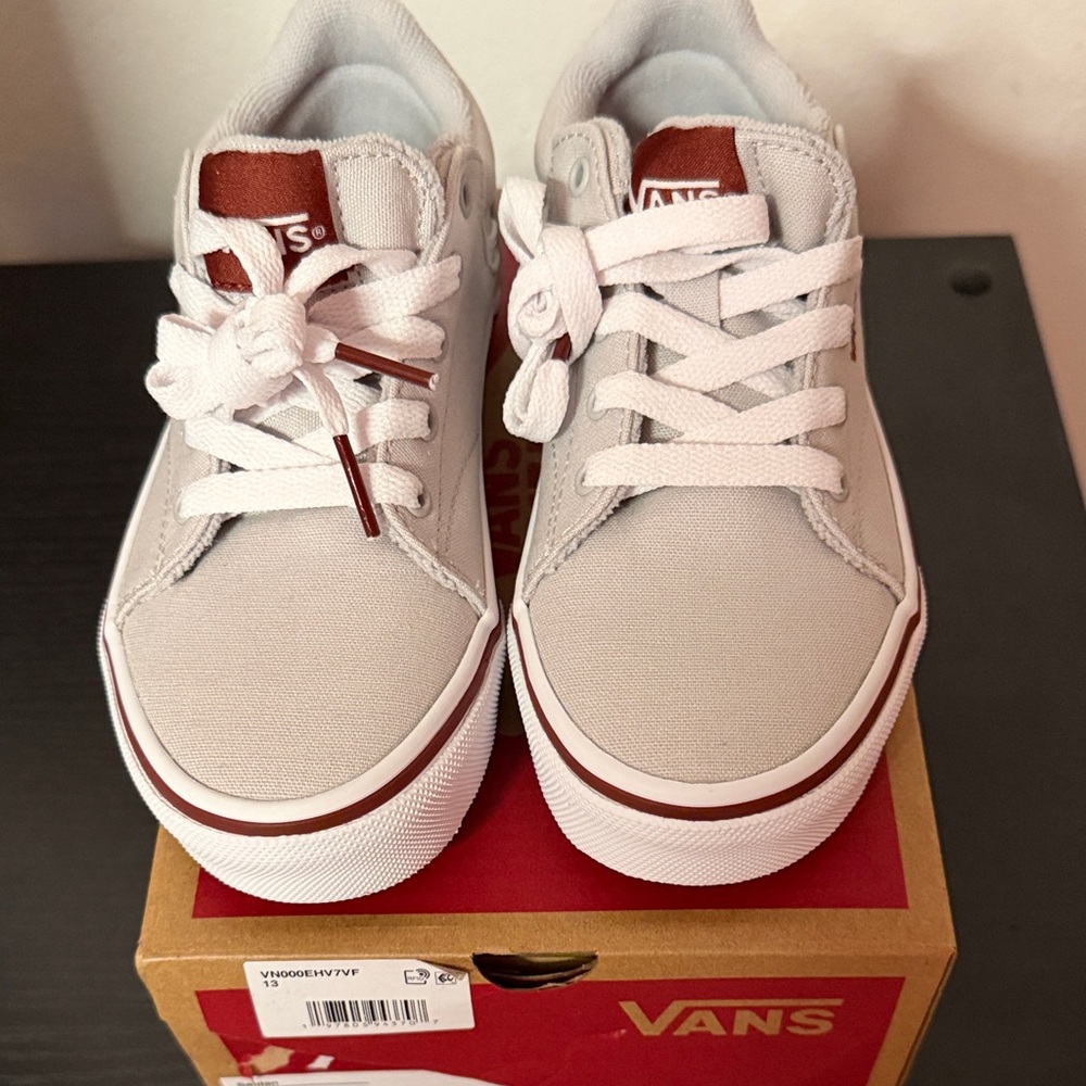 Vans Light Gray and White‎ Canvas Sneakers toddler boys 13